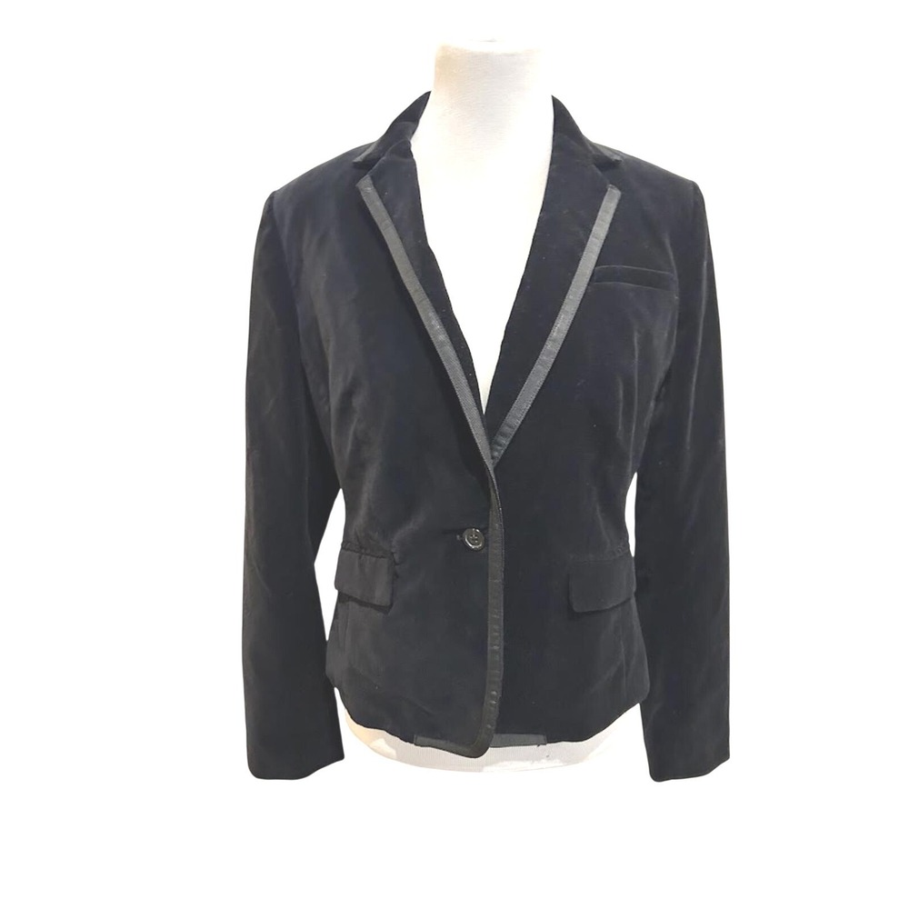 Banana Republic Black Velvet Blazer Jacket Tuxedo Style Women Size 10
